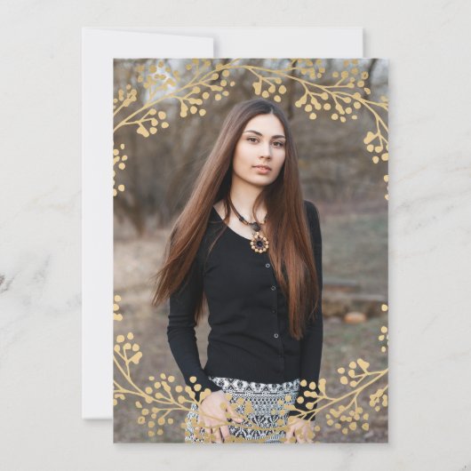 Invitation Carton d'invitation de fête de fin d'études doré (Dos)