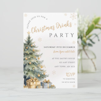 Invitation Carton d'invitation de fête de Noël arbre vert sau
