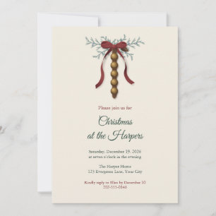 Invitation Carton d'invitation de fête de Noël aux grelots de