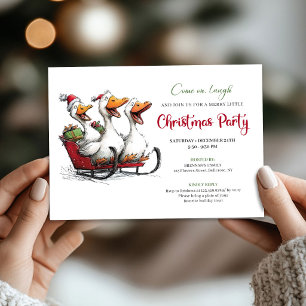 Invitation Carton d'invitation de fête de Noël de folles oies