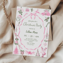 Carton d'invitation de fête de Noël dessiné à la m