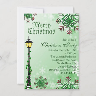 Invitation Carton d'invitation de fête de Noël Flocon de neig