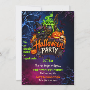 Invitation Carton d'invitation de fête d'Halloween entièremen