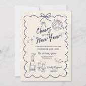 Invitation Carton d'invitation de fête du Nouvel An dessiné à (Devant)