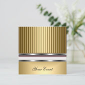 Invitation Carton d'invitation de fête élégante en or (Debout devant)