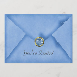 Invitation Carton d'invitation de fête en bleu ciel orné de b