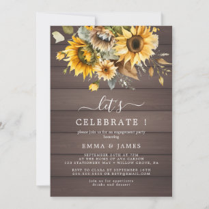 Invitation Carton d'invitation de fête en bois de tournesol e
