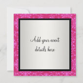 Invitation Carton d'invitation de fête en damas noir et rose  (Dos)