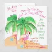 Invitation Carton d'invitation de fête flamant aux orteils da (Devant / Derrière)