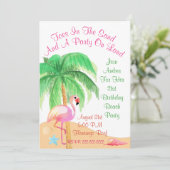 Invitation Carton d'invitation de fête flamant avec les ortei (Debout devant)