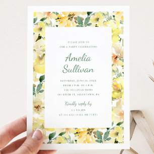 Invitation Carton d'invitation de fête florale à l'aquarelle