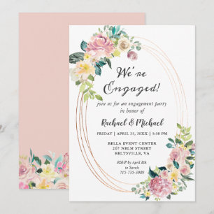 Invitation Carton d'invitation de fête florale pastel pour fi