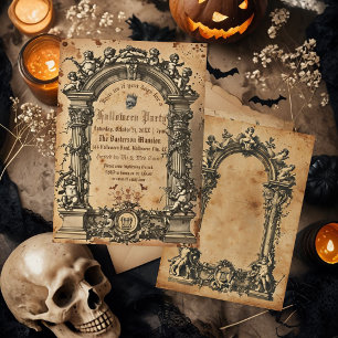Invitation Carton d'invitation de fête Halloween gothique vin