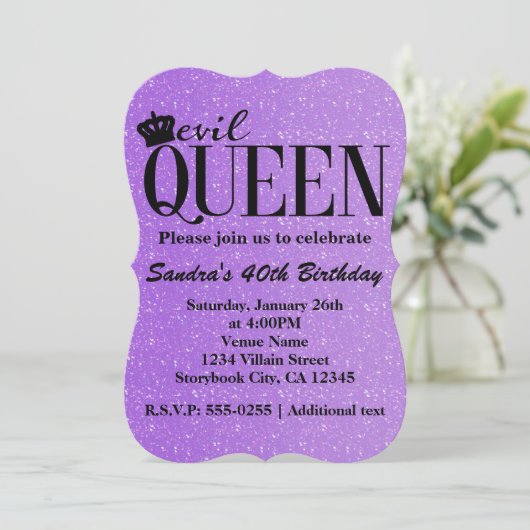Invitation Carton d'invitation de fête pailleté de violet de (Debout devant)