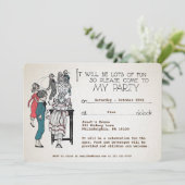 Invitation Carton d'invitation de fête rétro personnalisable (Debout devant)