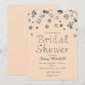 Invitation Carton d'invitation de fiançailles pailleté argent (Devant / Derrière)