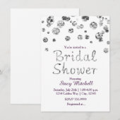 Invitation Carton d'invitation de fiançailles pailleté blanc  (Devant / Derrière)