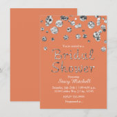 Invitation Carton d'invitation de fiançailles pailleté de cor (Devant / Derrière)