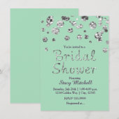 Invitation Carton d'invitation de fiançailles pailleté vert m (Devant / Derrière)