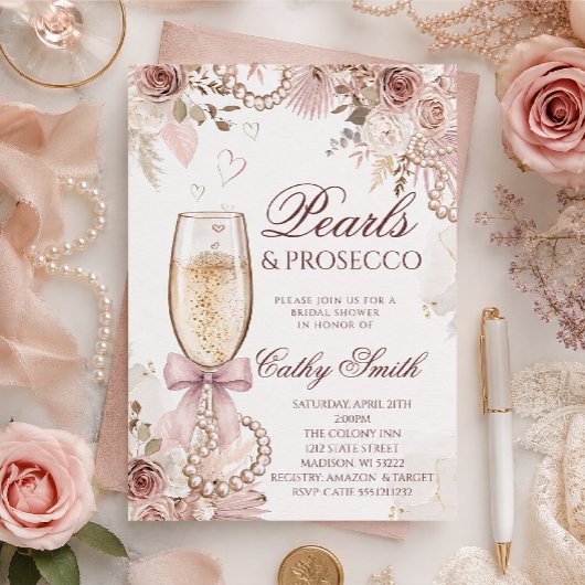 Invitation Carton d'invitation de fiançailles Perles & Prosec