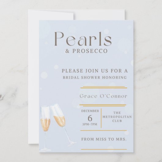 Invitation Carton d'invitation de fiançailles Perles & Prosec (Devant)