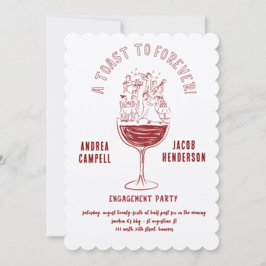 Invitation Carton d'invitation de fiançailles Rétro Chic (Devant)