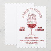 Invitation Carton d'invitation de fiançailles Rétro Chic (Devant / Derrière)