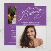 INVITATION CARTON D'INVITATION DE FIN D'ÉTUDES 2 ÉLÉGANT ET S (Devant / Derrière)