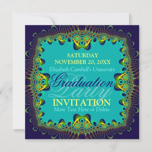 Invitation Carton d'invitation de fin d'études exotique Fract (Devant)