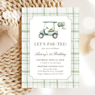 Invitation Carton d'invitation de golf à carreaux vert sauge