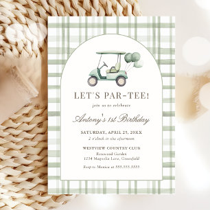 Invitation Carton d'invitation de golf à carreaux vert sauge