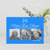 Invitation Carton d'invitation de graduation Azure Cap & Leav (Debout devant)
