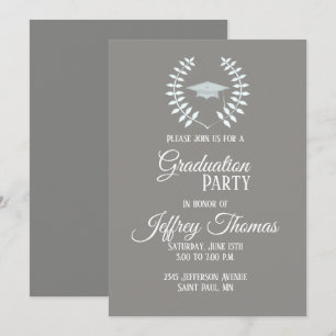 Invitation Carton d'invitation de graduation Cap & Feuilles G