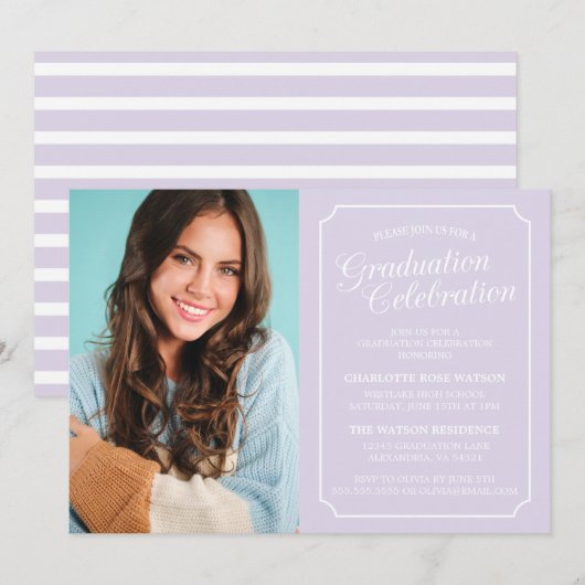 INVITATION CARTON D'INVITATION DE GRADUATION ÉLÉGANT CHIC ET (Devant / Derrière)