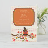 Invitation Carton d'invitation de la chouette de Thanksgiving (Debout devant)
