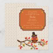 Invitation Carton d'invitation de la chouette de Thanksgiving (Devant / Derrière)