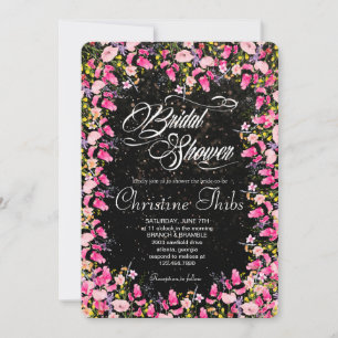 Invitation Carton d'invitation de luxe rose vif floral pour l
