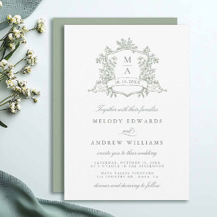 Invitation Carton d'invitation de mariage à armoiries florale