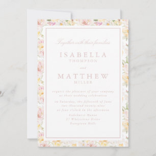 Invitation Carton d'invitation de mariage à bordure florale p