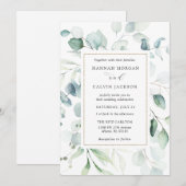 Invitation Carton d'invitation de mariage à cadre doré eucaly (Devant / Derrière)