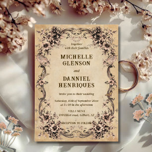 Invitation Carton d'invitation de mariage à cadre floral vict