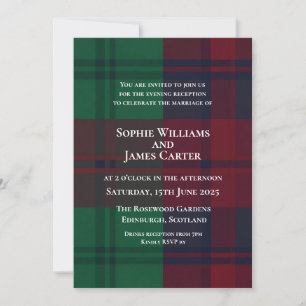 Invitation Carton d'invitation de mariage à carreaux tartan r