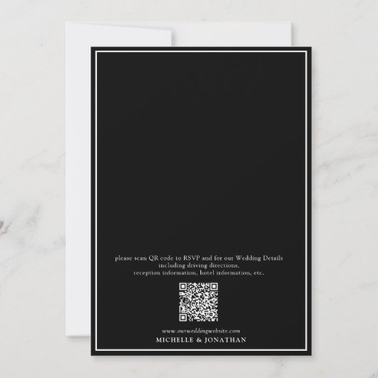 Invitation Carton d'invitation de mariage à code QR avec écri (Dos)
