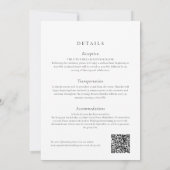 Invitation Carton d'invitation de mariage à code QR floral d' (Dos)
