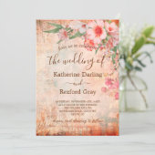 Invitation Carton d'invitation de mariage à code QR floral ro (Debout devant)
