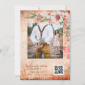 Invitation Carton d'invitation de mariage à code QR floral ro (Dos)