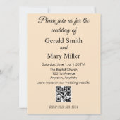 Invitation Carton d'invitation de mariage à code QR pour fête (Dos)