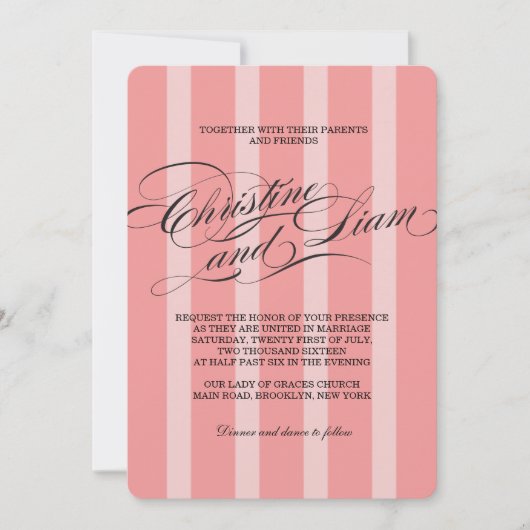 Invitation Carton d'invitation de mariage à écriture florissa (Devant)