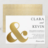 Invitation Carton d'invitation de mariage à esperluette dorée (Devant / Derrière)