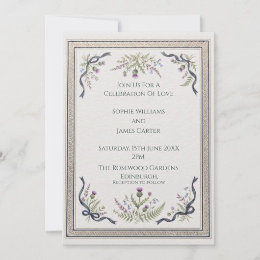 Invitation Carton d'invitation de mariage à filigrane de char (Devant)